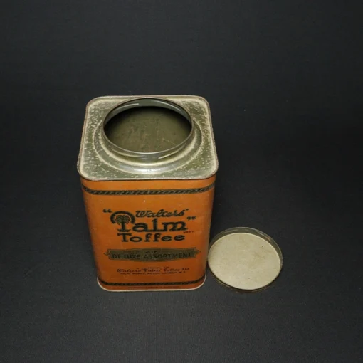 walters palm toffee tin can top view 2