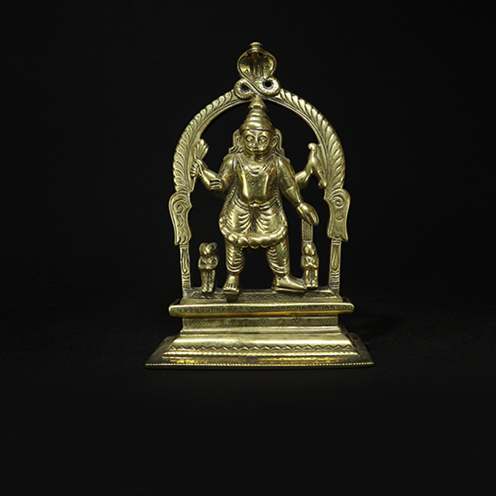 antique indian god virabhadra bronze sculpture front view