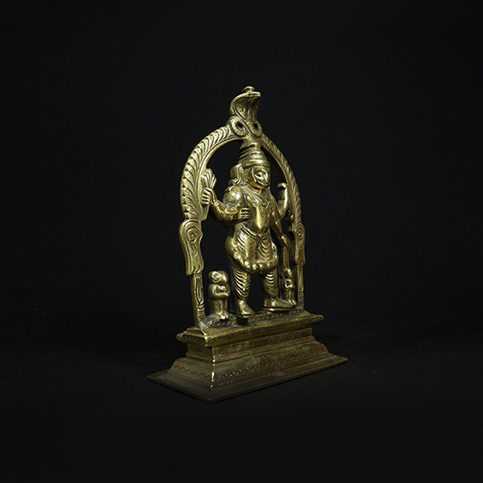 antique indian god virabhadra bronze sculpture side half view