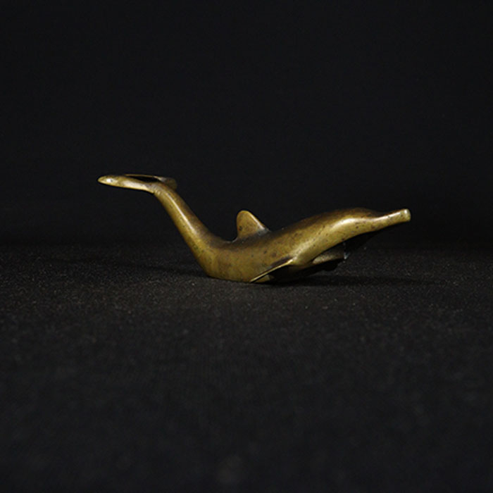 dolphine shape opener bronze collectible half side view