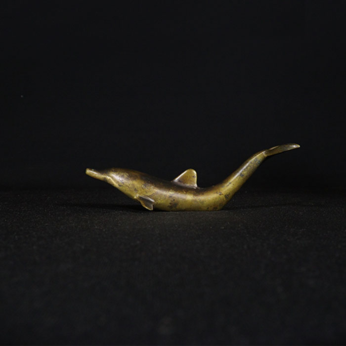 dolphin shape opener bronze collectible side view