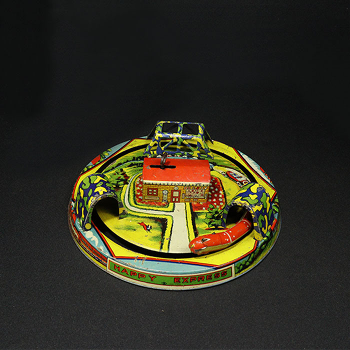 happy express tin toy train top view