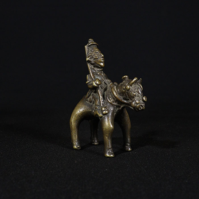 shiva on horse bronze sculpture half side view
