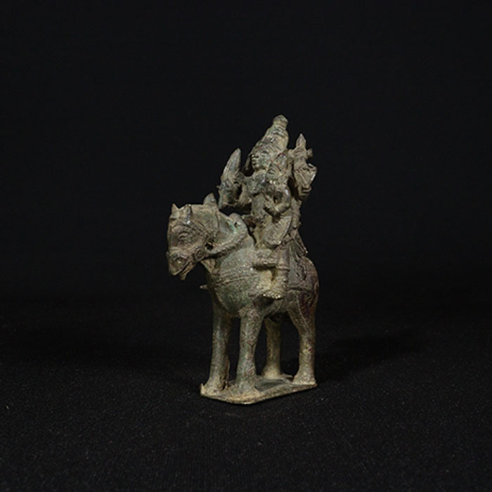 shiva on horse bronze sculpture half side view 2
