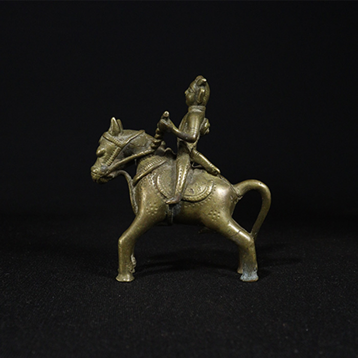 shiva on horse bronze sculpture side view