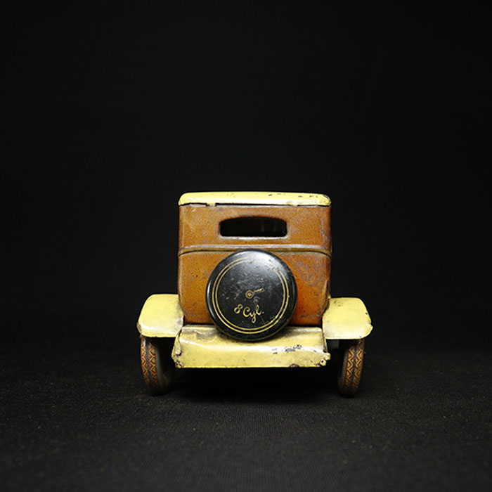 vintage tin toy car back view