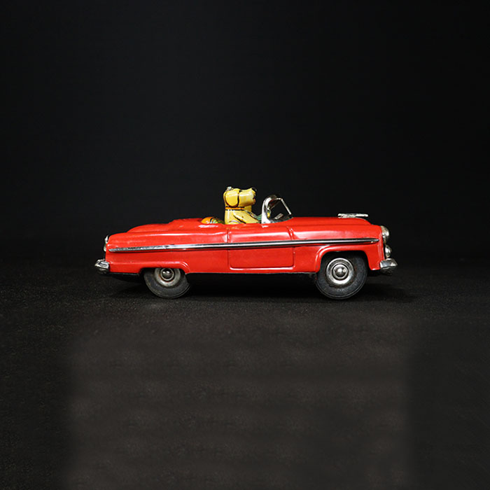 vintage tin toy car side view 2