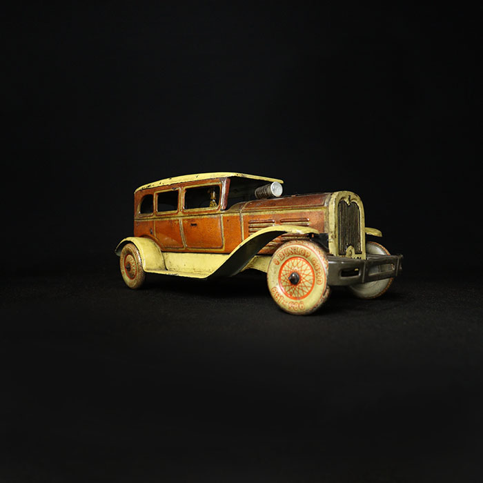 vintage tin toy car side view 2