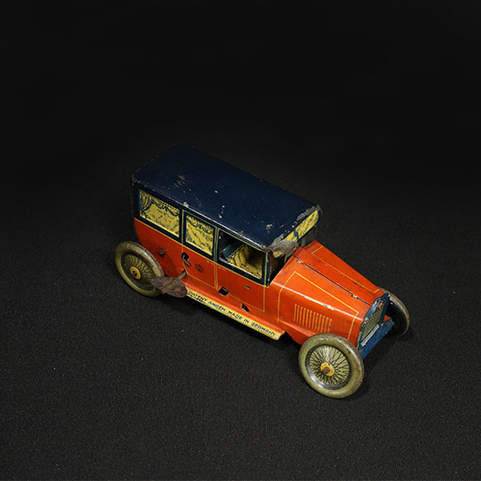 vintage tin toy sedan car top view