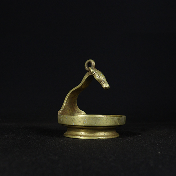 oil lamp bronze collectible half side view
