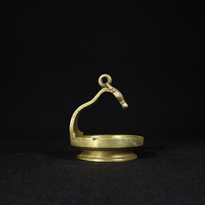 oil lamp bronze collectible side view
