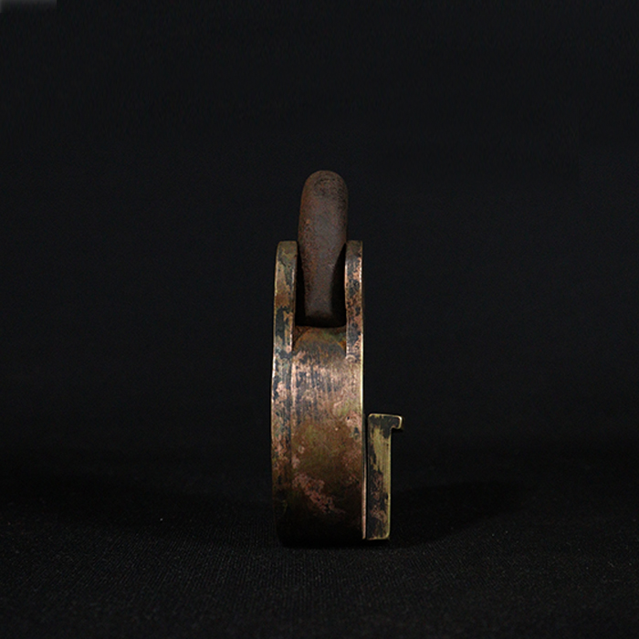 chubbs detector padlock bronze collectible side view 2