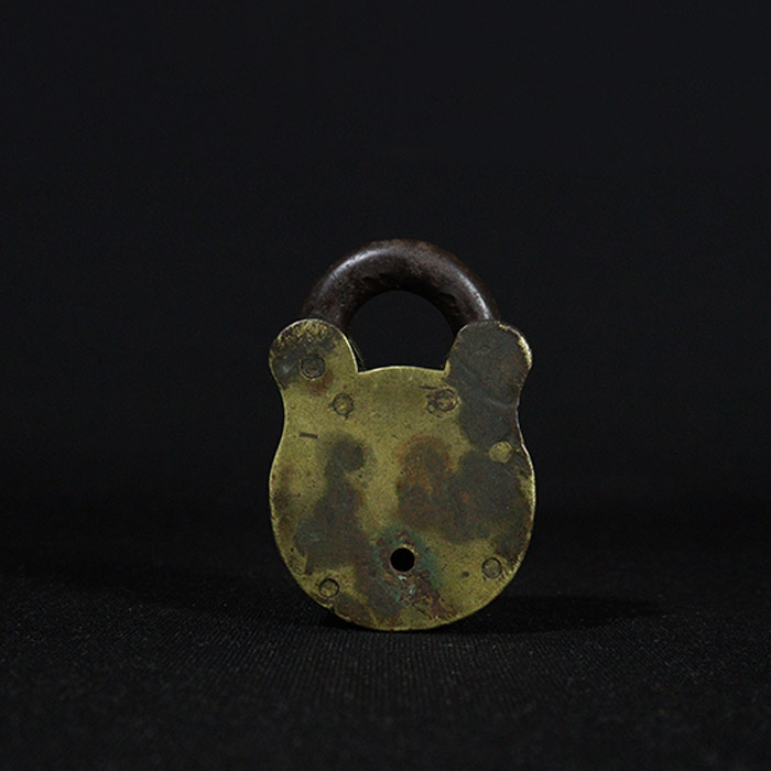 english patented padlock bronze collectible back view