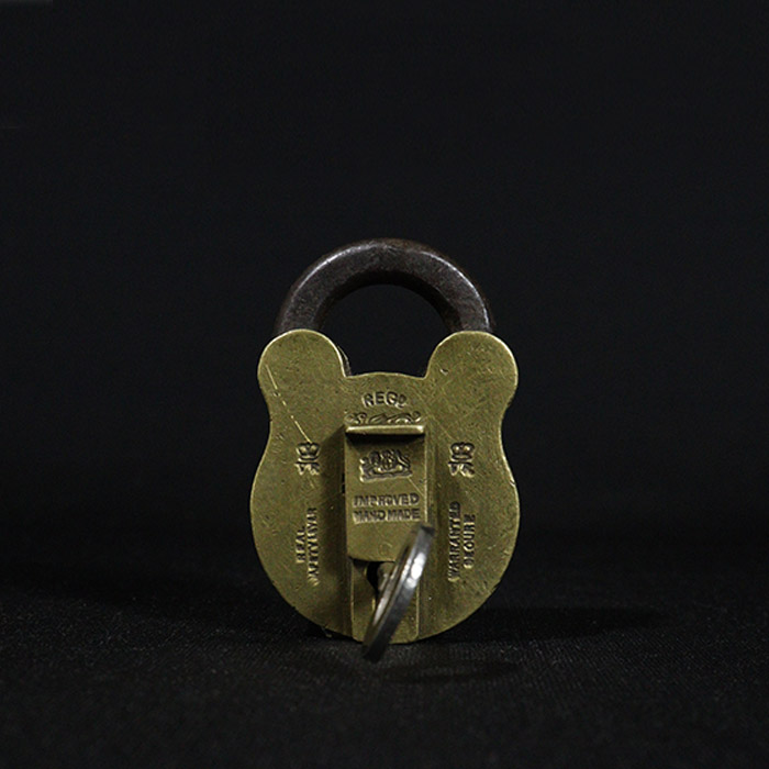 queen padlock bronze collectible front view with key