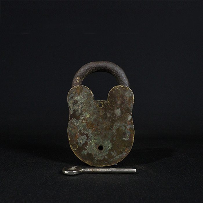 safeguard padlock bronze collectible back view