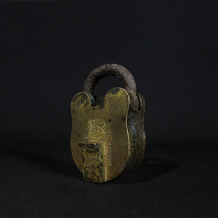 safeguard padlock bronze collectible half side view 2